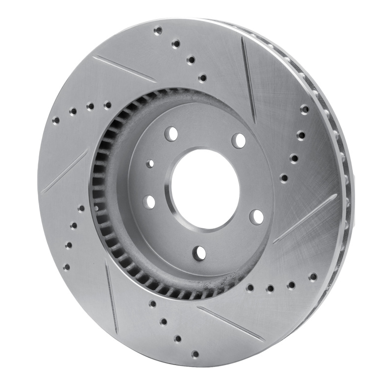 Chevrolet Captiva Brake Rotor (1) - Front Left - R1 Concepts - Drilled & Slotted - Silver - `07-`15